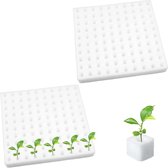 Allecto Plus - Vierkante Sponzen voor Zaailingen Hydrocultuur - 200 Stuks - Tuingereedschap - Planten - Broeikas - Zonder Bodem - Wit