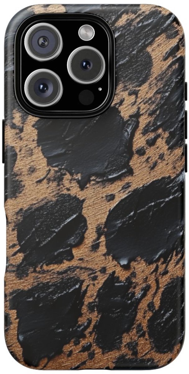 Zwart-Bruin Abstract Patroon met Textuur – Telefoonhoesje Geschikt voor iPhone 16 Pro