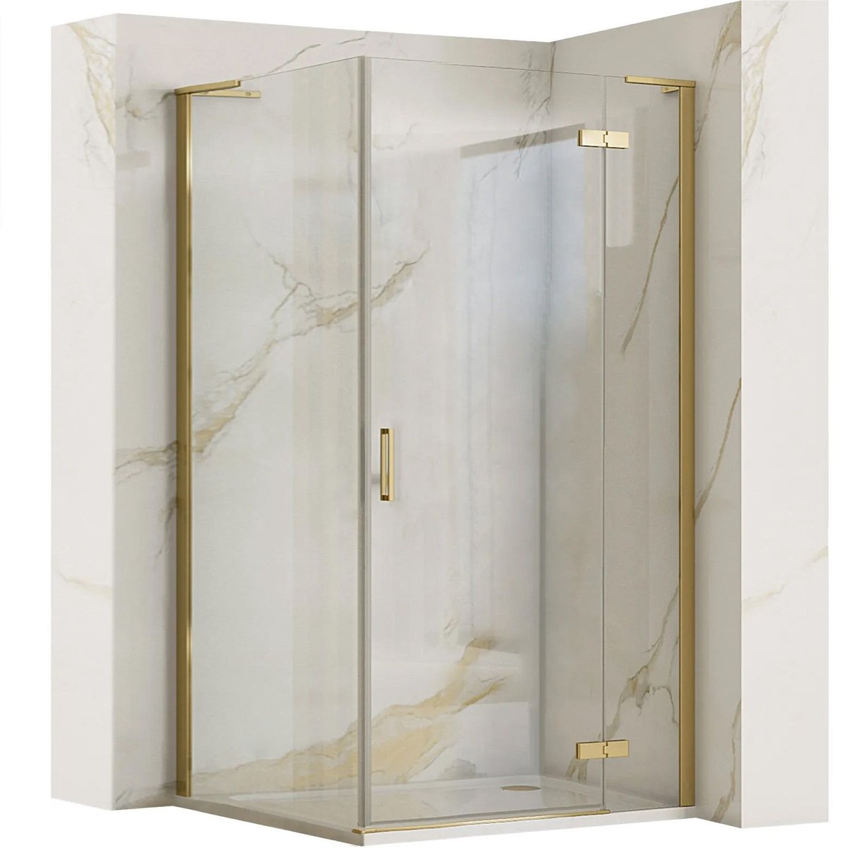 Rea Hugo - Douchecabine - Geborsteld Goud - 100X90 Rechthoek - 100X90X200,5Cm
