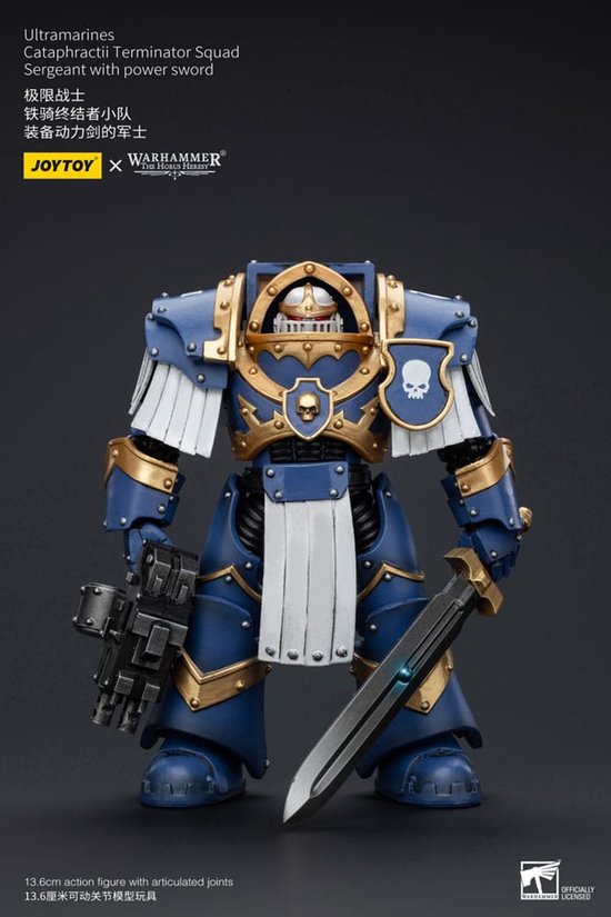Joy Toy (CN) Warhammer The Horus Heresy Figurine d'action 1/18 Ultramarines Cataphractii Terminator Squad Sergent avec Power Sword Figurine d'action 14 cm