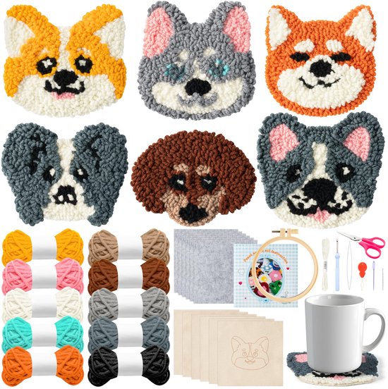 12-delige DIY Punch Needle borduurset voor het maken van volwassen breimatten E stijl E