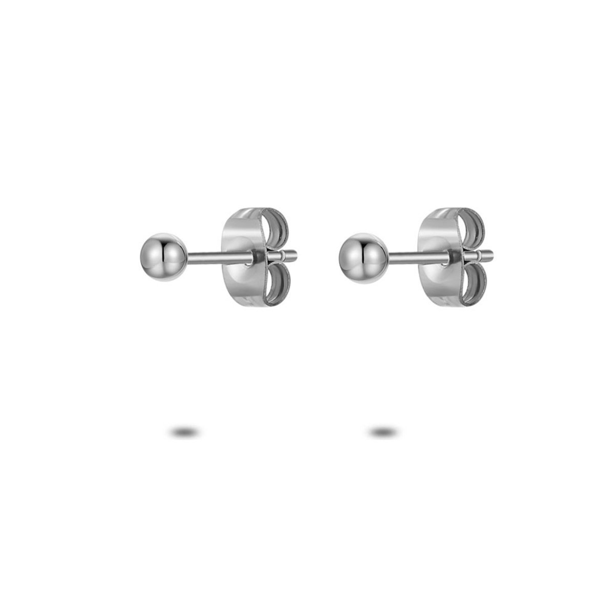 Twice As Nice Oorbellen in edelstaal, bol, 3 mm