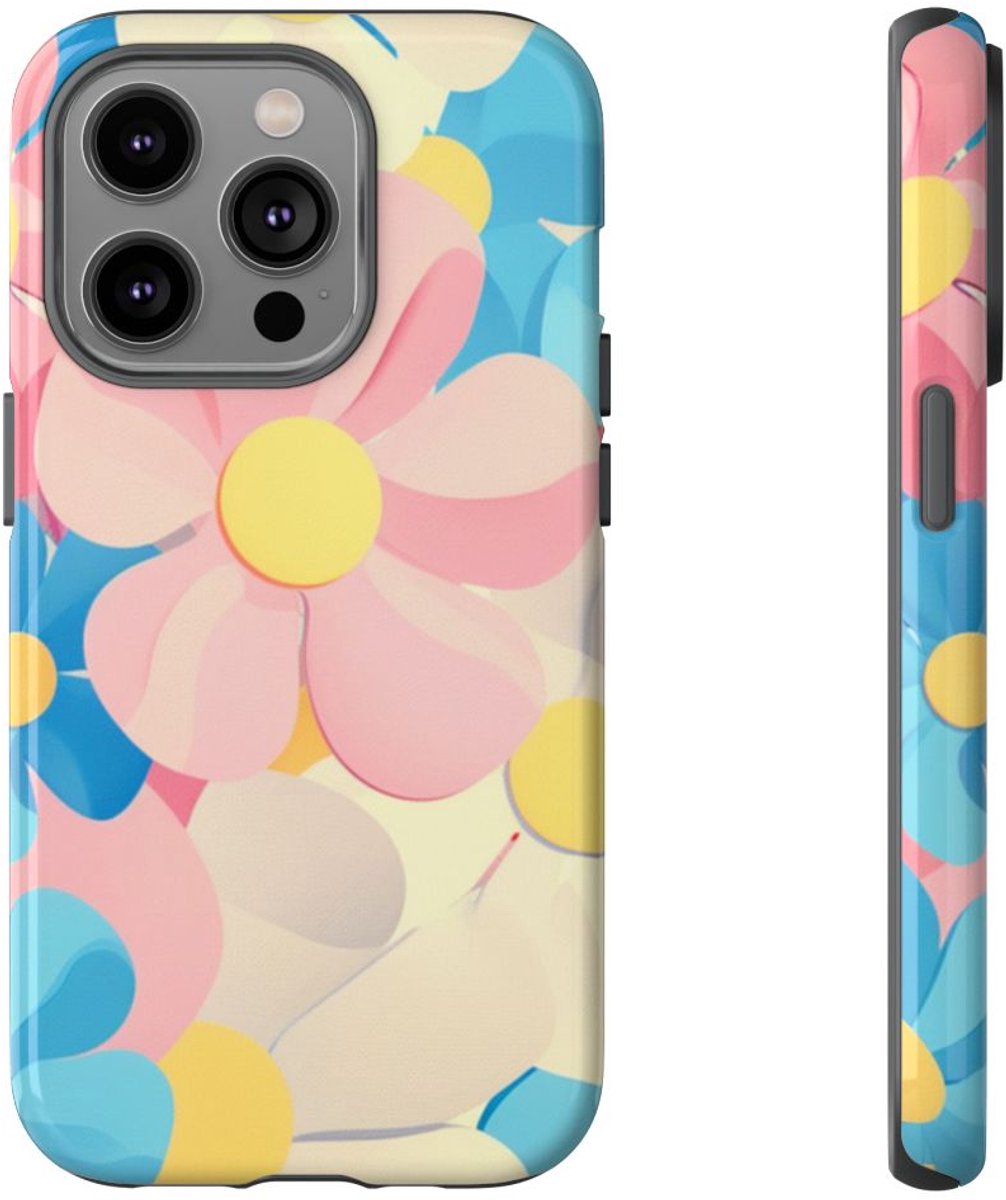 Vrolijk Pastel Bloemenpatroon – Telefoonhoesje Geschikt voor iPhone 14 Pro
