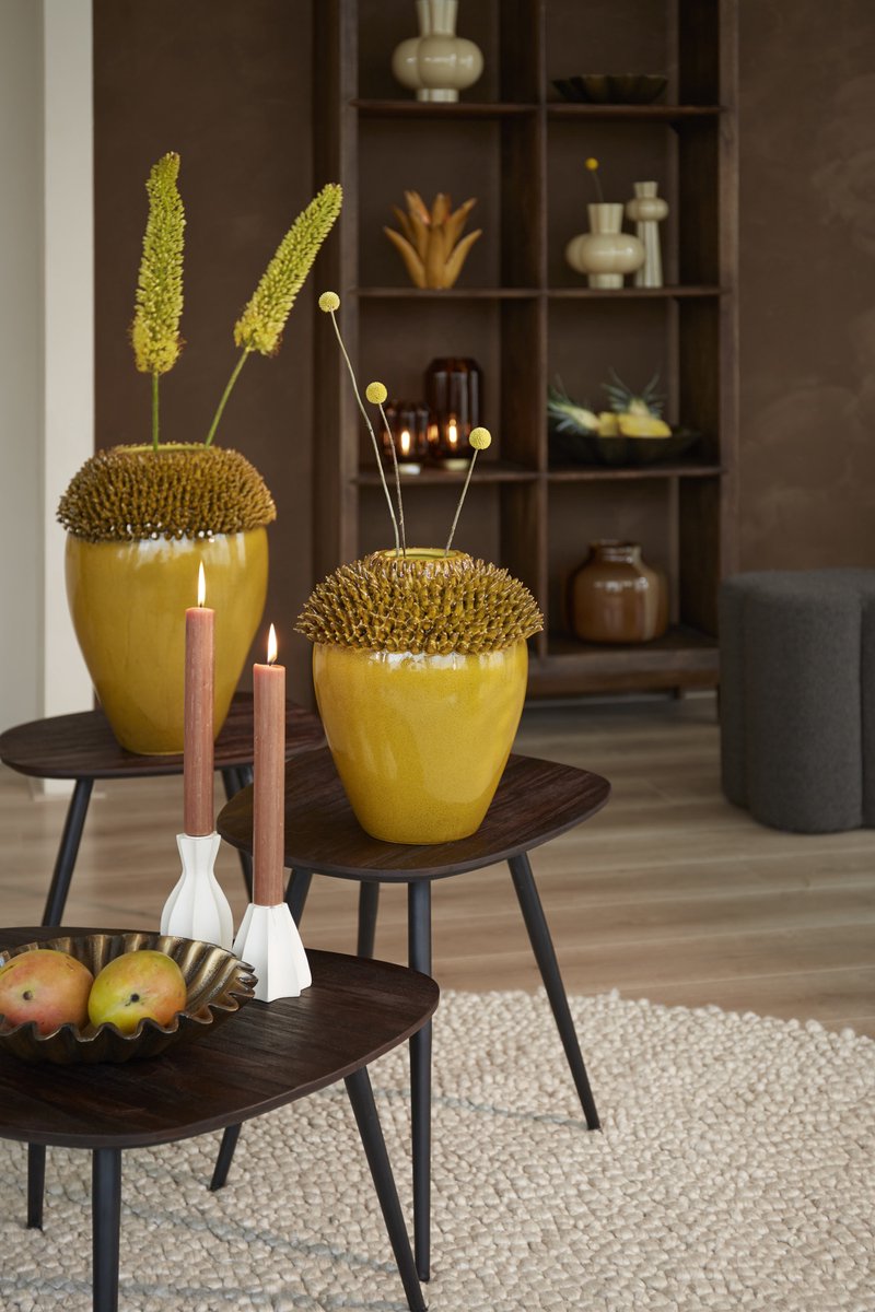 Salontafel Viejo Hout en metaal, Set van 3 stuks - Donkerbruin - Organisch