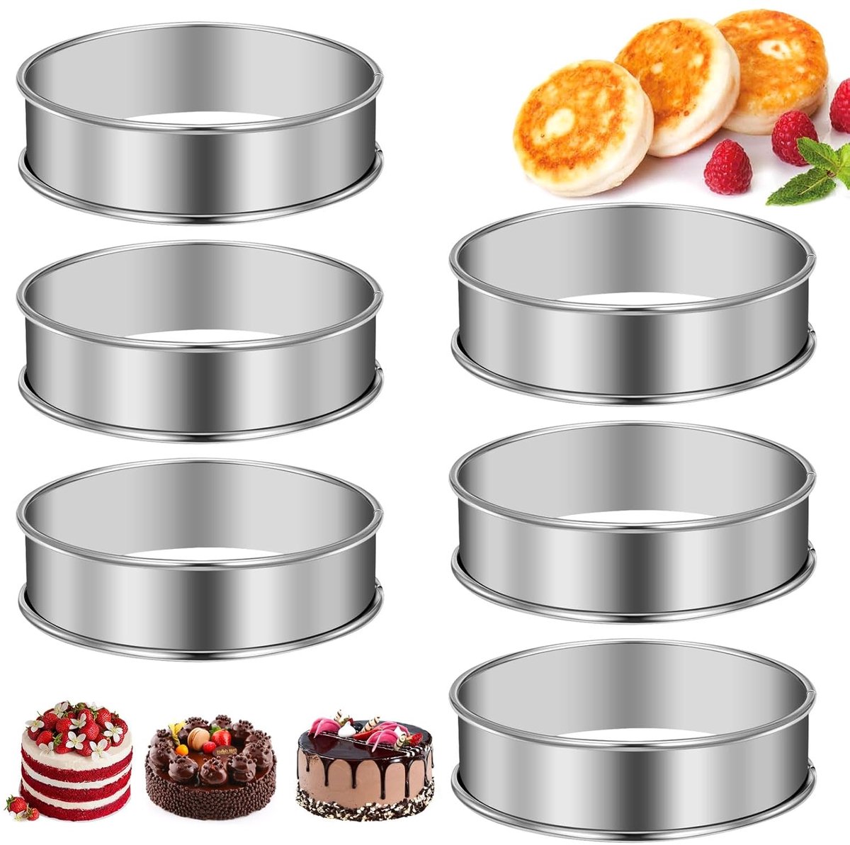 Ronde Dessertringen - Set van 6 - Roestvrij staal - 8cm