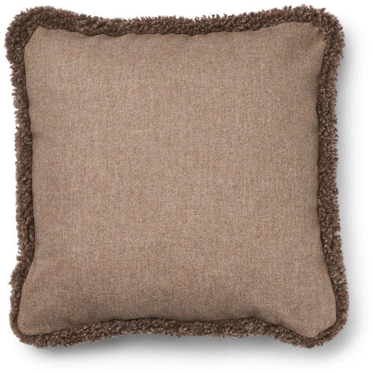 Sheepskin House Kortharig Schapenvacht Kussen - KW rand - 52x52 cm Beige/Taupe
