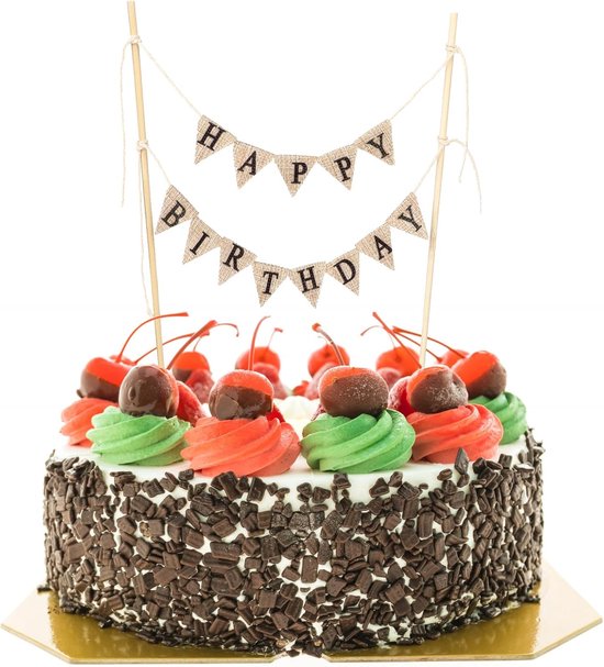 Cake Topper Houten Verjaardag met Nummers 0-9±Gelukkige