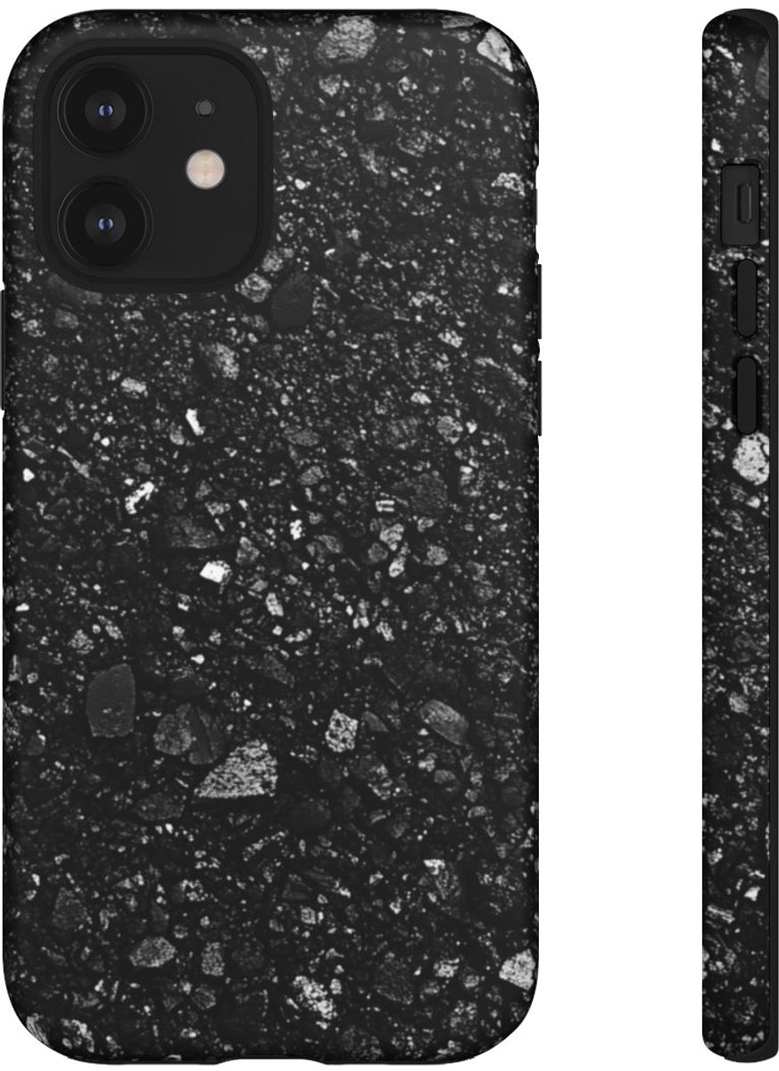 Zwarte Asfaltstructuur – Telefoonhoesje Geschikt voor iPhone 12