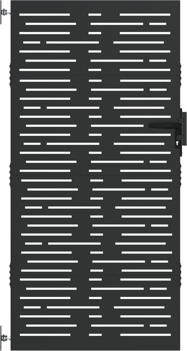 vidaXL - Tuinpoort - met - slot - Zwart - 85 - x - 175 - cm - Poedercoated - staal