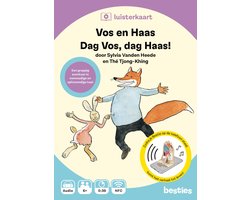 Omslag van Vos en Haas luisterkaart Besties - Dag Vos, dag Haas! - Luisterboek kinderen Nederlands