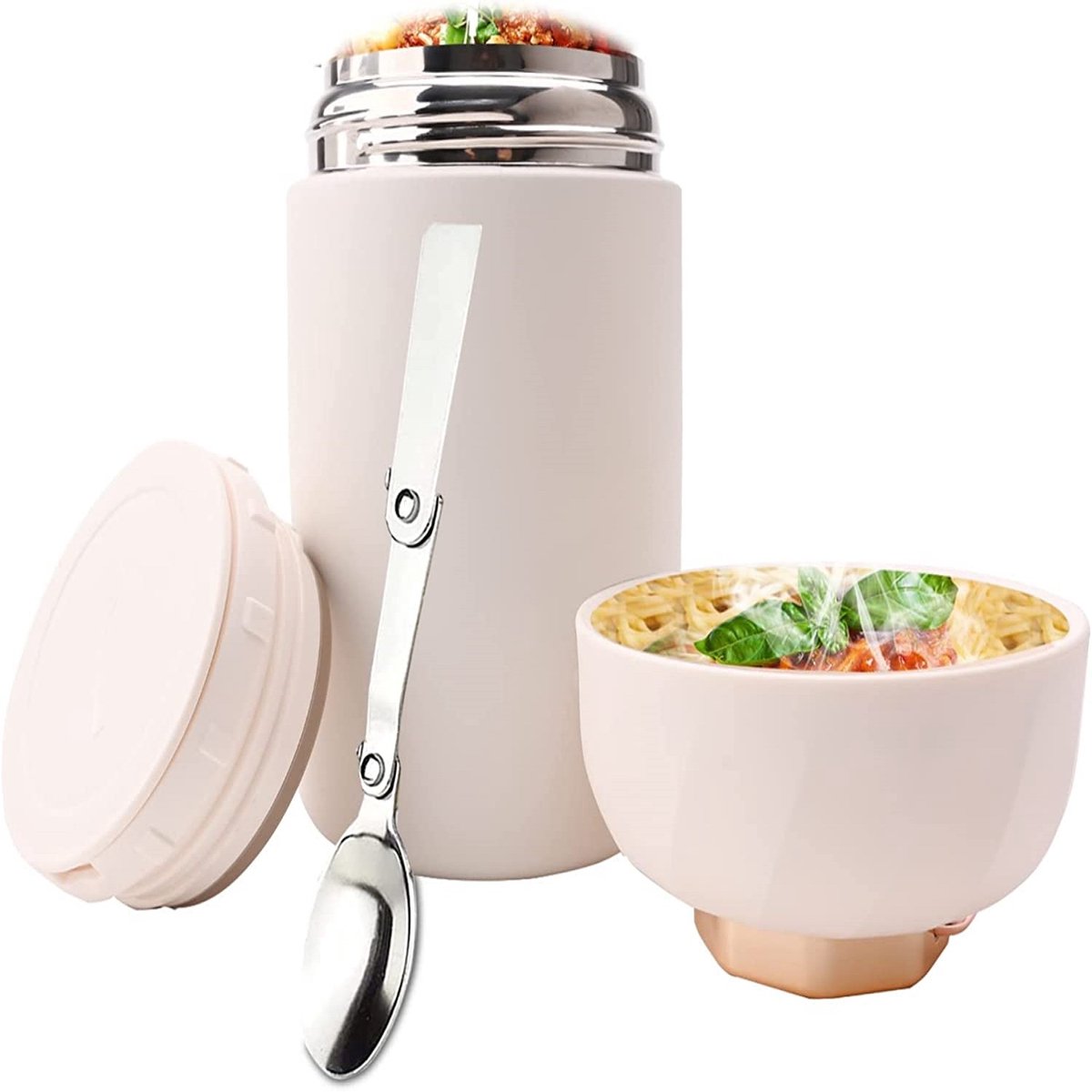 CHIWIN RVS Lunchbox 850ml – Warm & Koud Voedselcontainer Thermosflask – Lekvrij – Met Handvat & Lepel – Draagbare Warmhoudbak