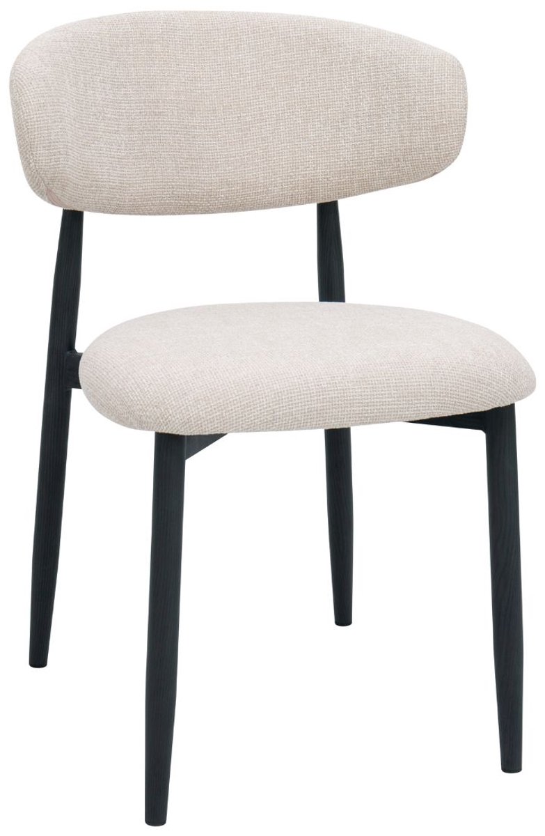 Giga Meubel Eetkamerstoel Alexia - Beige/Zwart - 52x56x77cm - Set van 2