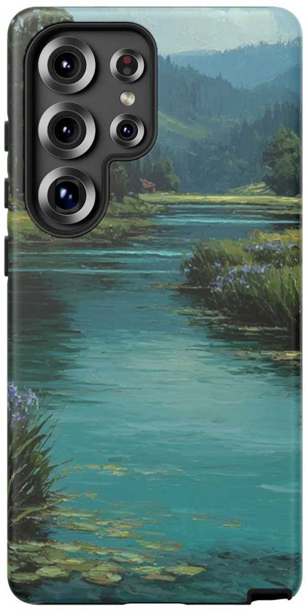 Blauwe Irisrivier in Landschap – Telefoonhoesje Geschikt voor Galaxy S25 Ultra