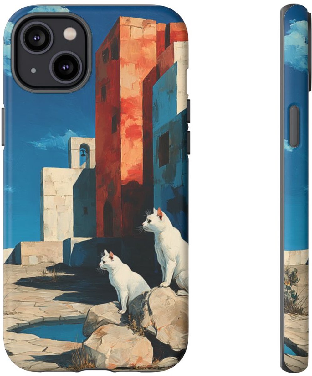 Katten op de Weg in Surrealistische Stijl – Telefoonhoesje Geschikt voor iPhone 14 Plus