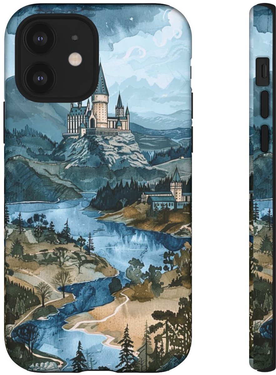 Kasteel Landschap in Aquarel – Telefoonhoesje Geschikt voor iPhone 12