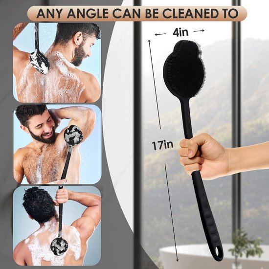 Upgrade Silicone Body Scrubber - lange steel - exfoliatie - doucheaccessoire van Merkloos	 — afbeelding 4
