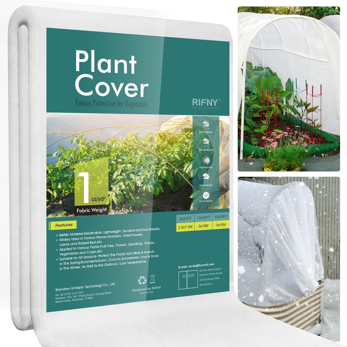 Plantenvlies - Winterbescherming 30g/m² - Voor buitenplanten - 2.5 x 7.5 m