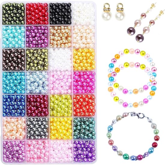 1000 kralen om te rijgen, acrylkralen, 8 mm, gekleurde knutselkralen, geschikt voor het maken van armbanden, doe-het-zelf sieraden, halskettingen en