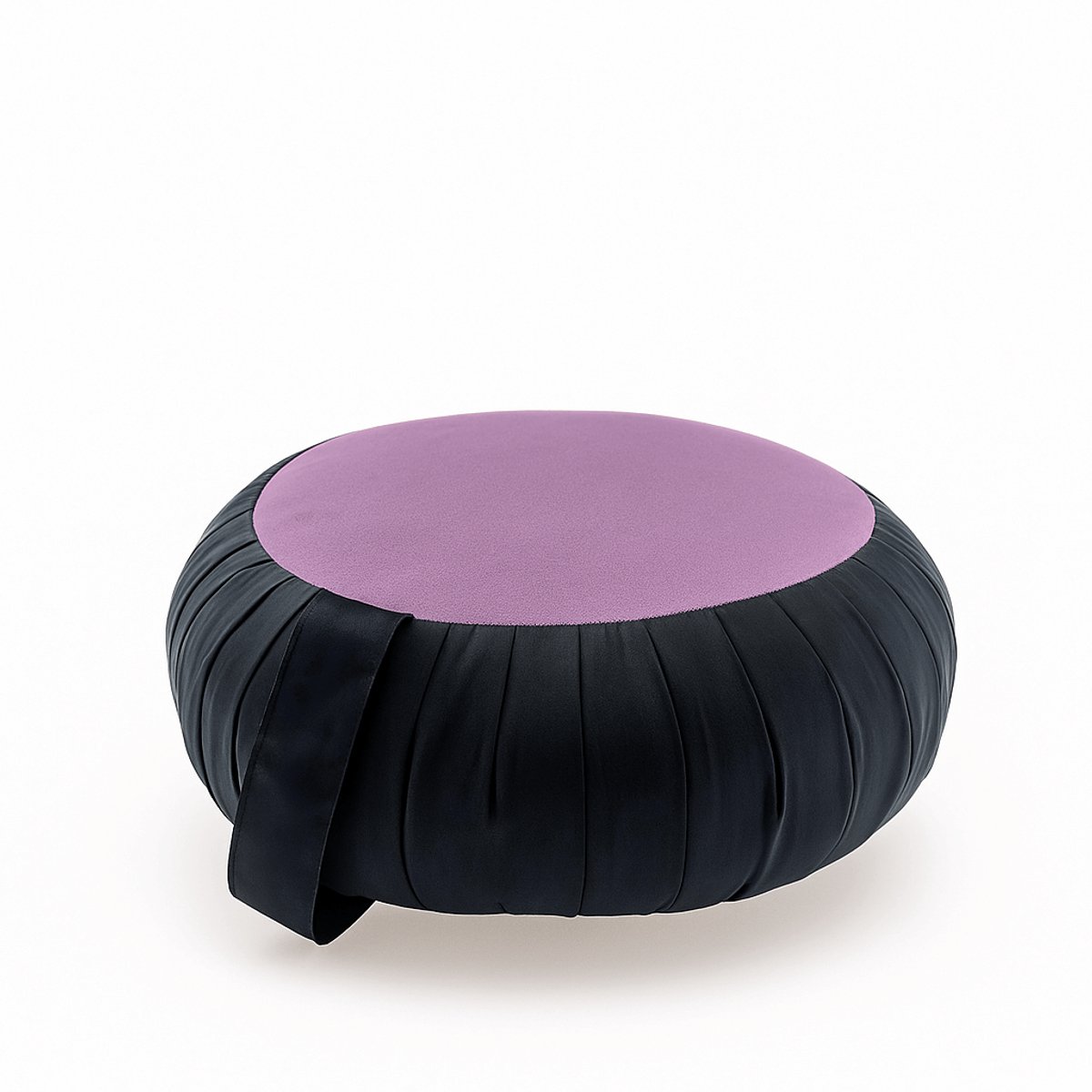 Zafu meditatiekussen rond 35 cm – hard & stevig kapok – yoga kussen / meditatiekussen – Twillight paars zwart – met draaglus