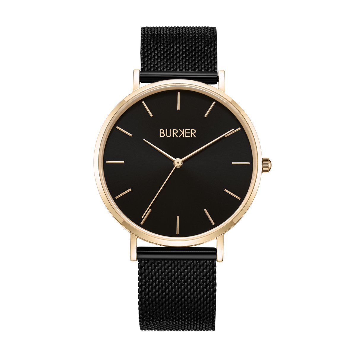 BURKER Ruby Horloge Dames - Rond - Zwart Goud - Milanese Band - 38 mm