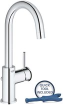 GROHE Start Classic AquaCalibratore wastafelkraan L-size met afvoerplug met hoge draaibare uitloop chroom