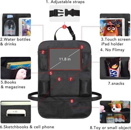 Venneweide - Autostoel organizer de luxe - voor baby en kinderen - met tablethouder