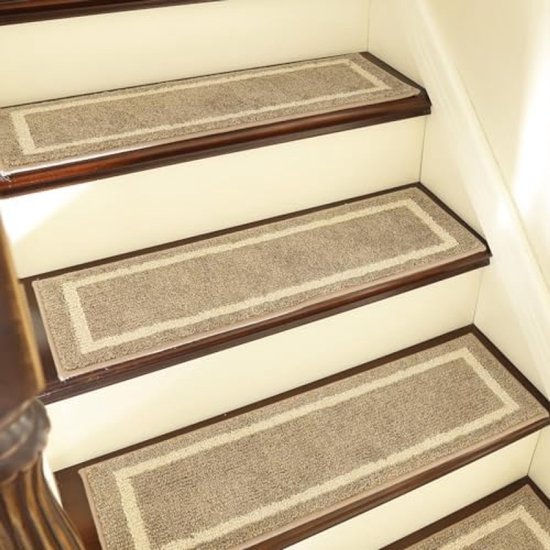 COSY HOMEER Trapmatten, 70 x 22 cm, 15 stuks, zelfklevend, antislip, machinewasbaar, 100% polyester, TPE-rug, beige