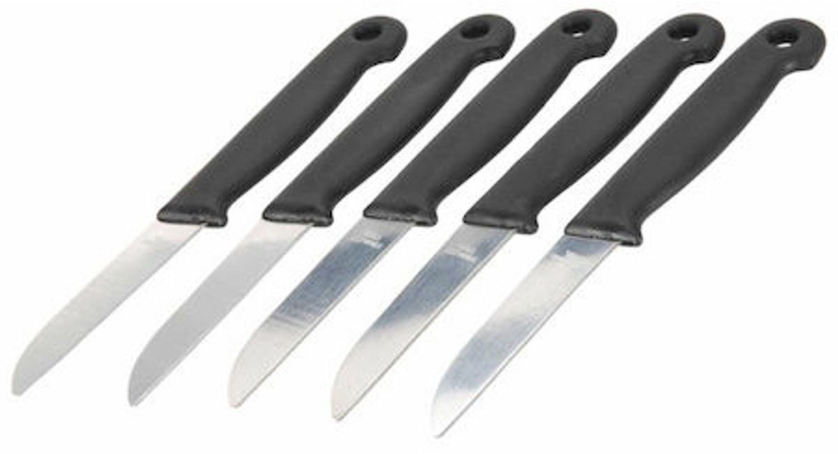Excellent Houseware Schilmessen - 15x - zwart - keukenmesjes - RVS - 16 cm