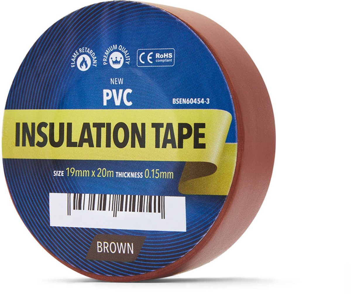 YellowBand Premium PVC Isolatietape 19mm x 33m Bruin