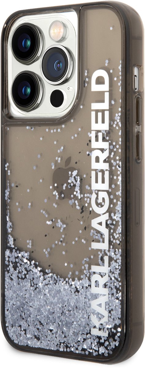 Karl Lagerfeld iPhone 14 Pro Max Backcover hoesje - Liquid Glitter - Zwart