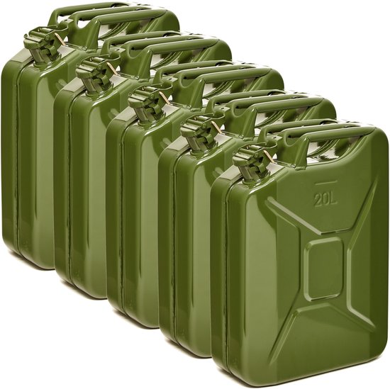 Bidon Métal Jerrican Vert Pour Essence - Neuf, Marque Silverline, Fabriqué Au Royaume-Uni