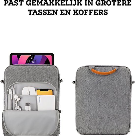 Étui pour tablette Somstyle compatible avec les Tablettes de 9 à 11 pouces - Étui de transport avec bandoulière - Gris clair