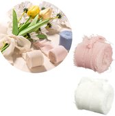 Egurs Chiffon-franjeslint 38 mm x 5 m chiffonlint met franjes, handgemaakte zijden lint chiffon decoratief lint voor huwelijksuitnodigingen boeketten doe-het-zelf handwerk, verpakking decoraties rode wijn 7 yards