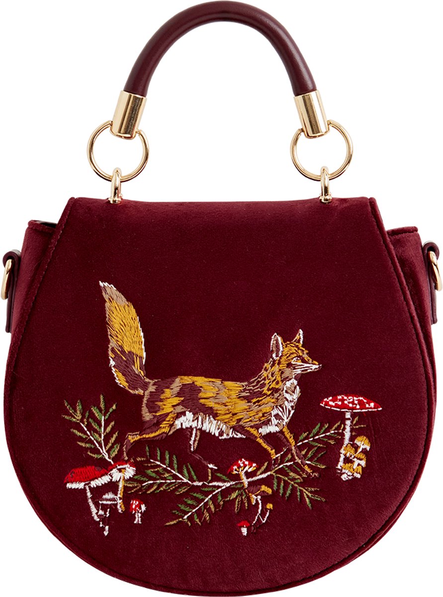 Fable England - Handtas - Tas - Rood - One size - Fox & Mushroom Embroidered