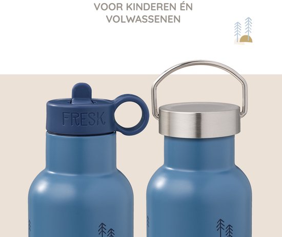 BEARFOOT Drinkfles voor kinderen, 450 ml, lichte Tritan-waterfles, BPA-vrij, lekvrij, geschikt voor koolzuurhoudende dranken, vaatwasmachinebestendig, voor jongens en meisjes, kleuterschool, blauw