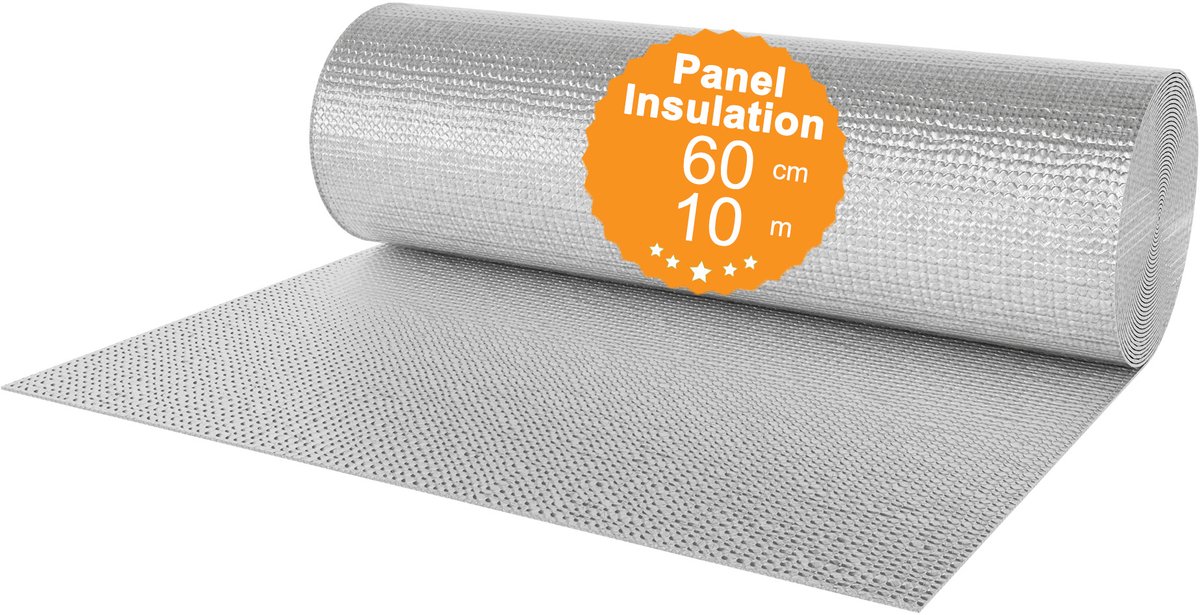 Aufun Radiatorfolie - Verwarming isolatiefolie - Dubbele Aluminium Luchtkussenfolie Dakisolatie - Gealuminiseerde Isolatiefolie - Isolatie Verwarming - Verlaagt het Gasgebruik - 0.6x10m