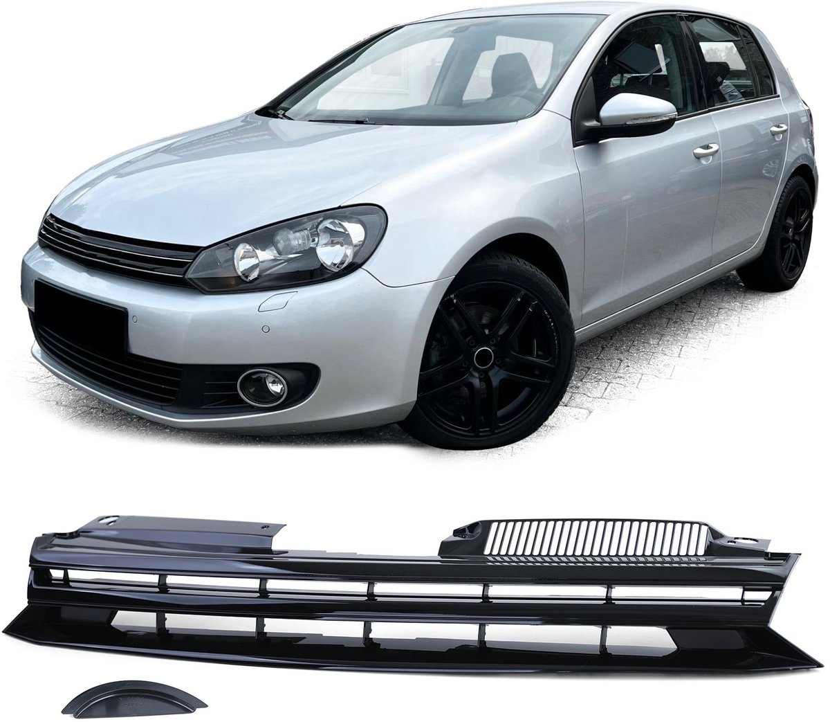 Sport Grill Geschikt voor Volkswagen Golf 6 2008-2012 Standaard Glans Zwart Zonder Embleem Embleemloos