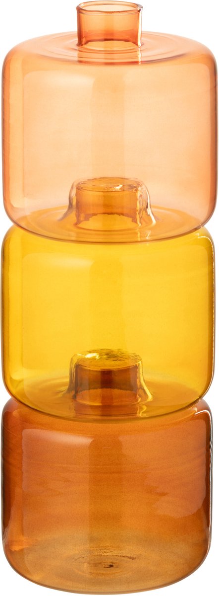 J-Line vaas Rond - glas - oranje - small - 3 stuks Oranje - Rood