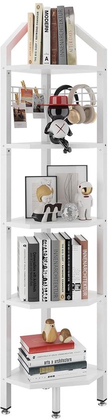 Hoekkast – wandkast – hoogte 147 cm – 5 niveaus – met ledverlichting – stalen frame – zwart – LBC590B02 – | Gecontroleerde retourproducten en nieuwe overstockproducten tegen een onverslaanbare lage prijs