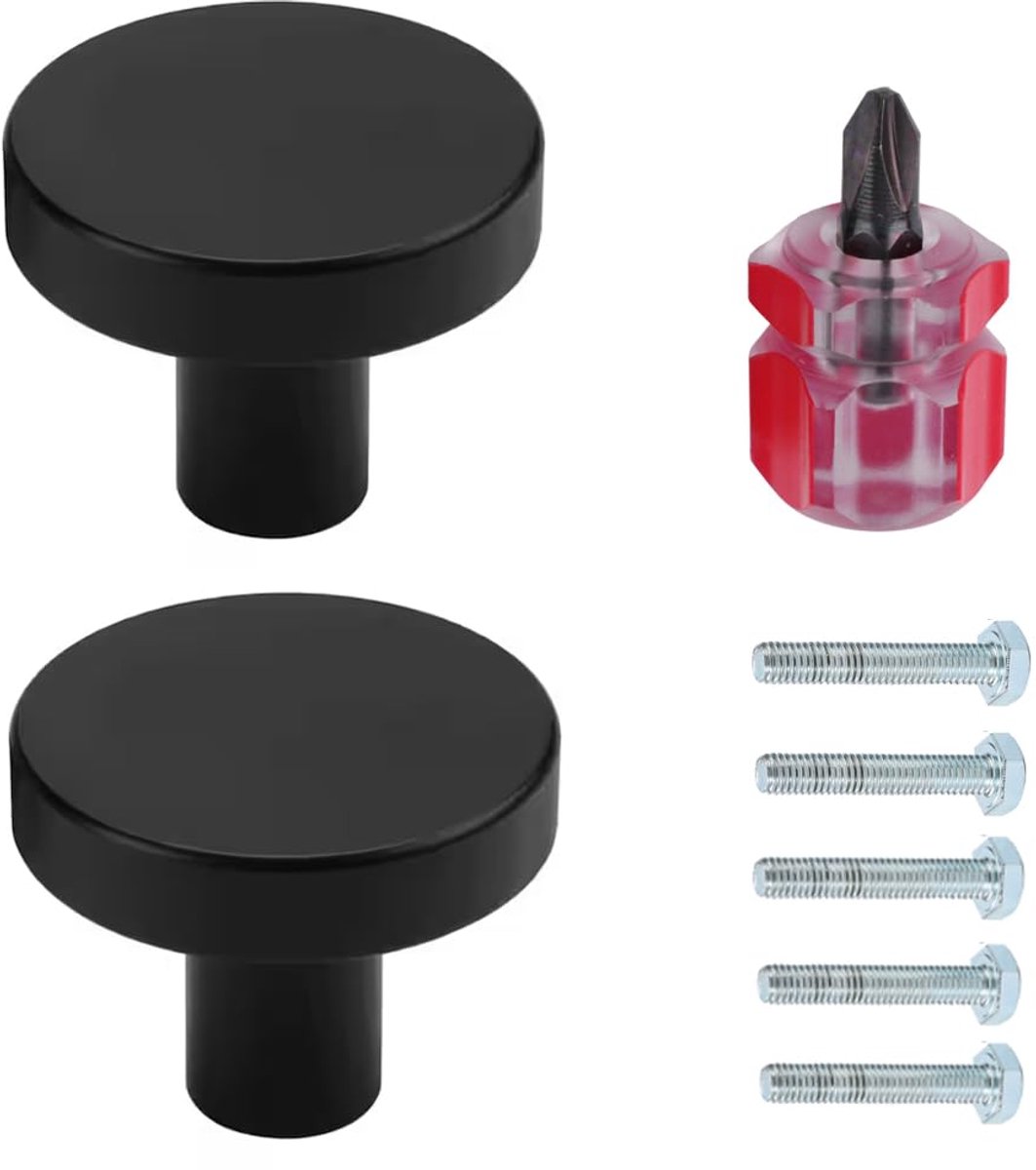 Ibenzoa® Stijlvolle Zwarte Meubelknoppen Set van 2 met Schroeven en Schroevendraaier voor Diverse Deuren