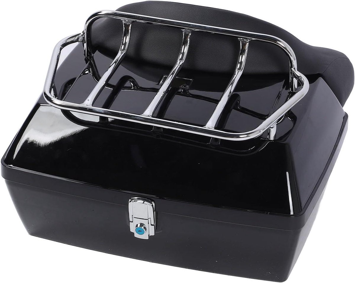 Inovra Plus - Universele Topkoffer voor Motorfiets 48L - Waterbestendig - Slot - Rugleuning - Kussen - Kofferbak - Staart - Bagagebox - Helmen - Bagage - Zwart