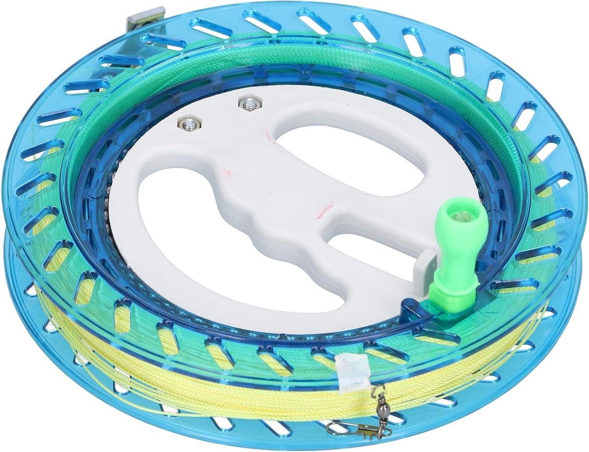 Vliegerhaspel met 200 meter lijn - Ideaal voor vliegeren in de buitenlucht - Lichtgewicht ABS materiaal - Blauw - 18cm - Vliegerlijn opwindrol