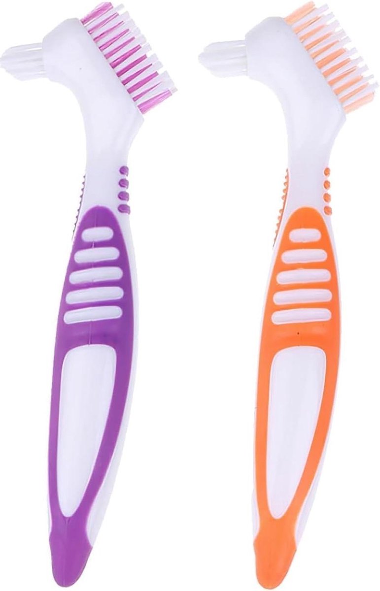 Allecto Plus - 2-delige set prothesenborstels voor optimale mondhygiëne en prothesenverzorging. Reiniging van kunstgebitten met dubbele borstelkop