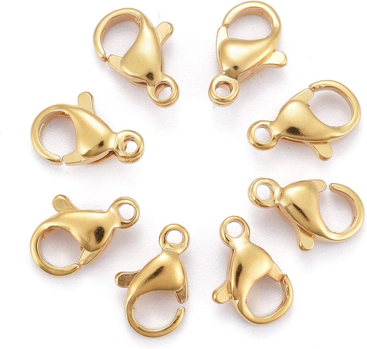 Inovra Plus - Vergulde Kreeft Klauw Sluitingen 100 stuks - Trigger Bevestigingsmiddelen voor Sieraden Maken met 304 RVS - Armband Ketting Toebehoren - 10x6x3mm