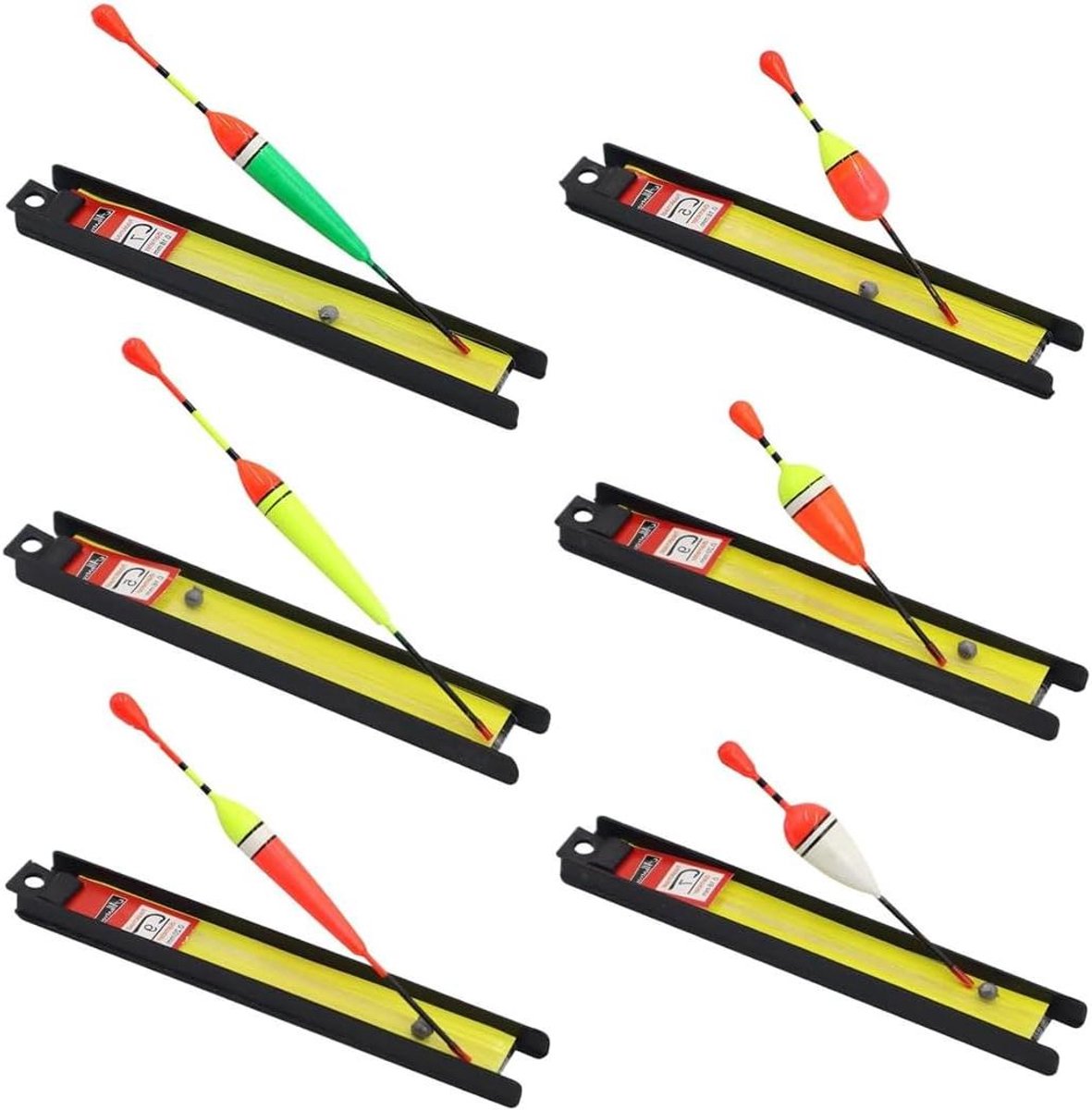 Allecto Plus - 6 stuks drijvers set voor forelvissen zwemmers, viszwemmers - zee, met lood koord en haak