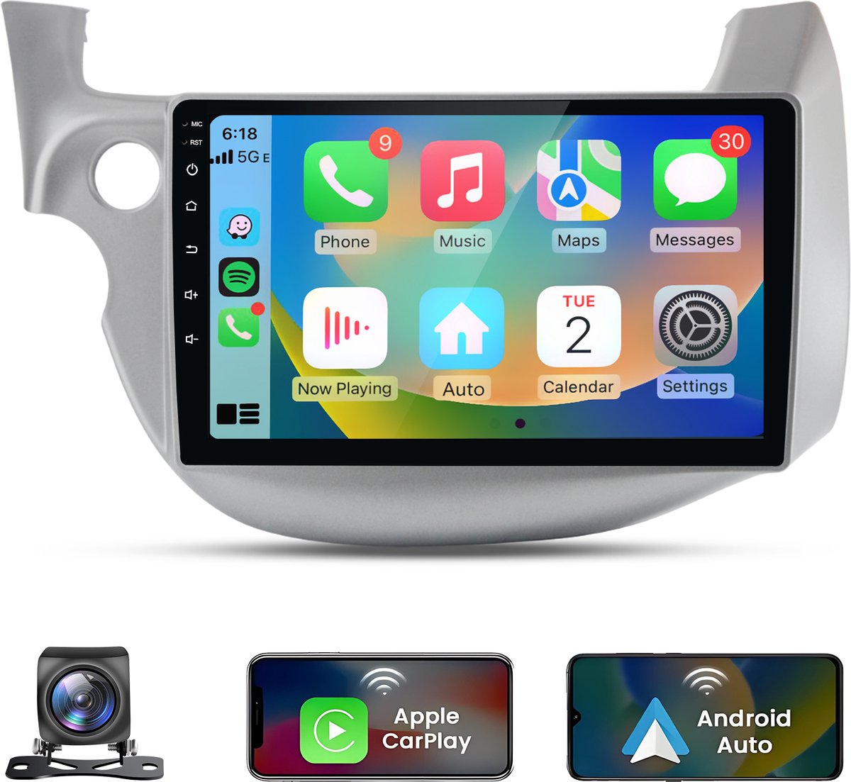 JUNSUN Autoradio - Geschikt voor Honda FIT JAZZ 2007-2014, - Android 15 - 2+64 GB - Draadloos Carplay & Android Auto - GPS Navi & SWC & Bluetooth & Wifi & KAM
