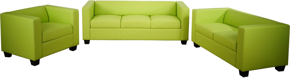 3-2-1 bankstel bankstel loungebank Lille ~ kunstleer, lichtgroen