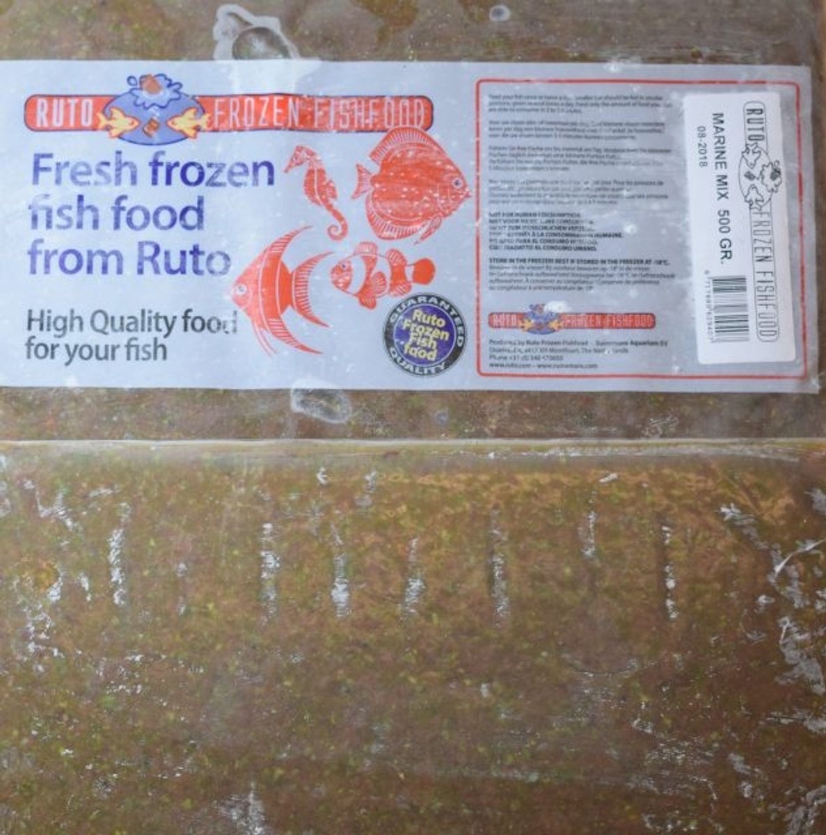 Ruto Marine mix diepvriesvoer 500 gram flatpack voor zeevissen Diepvries