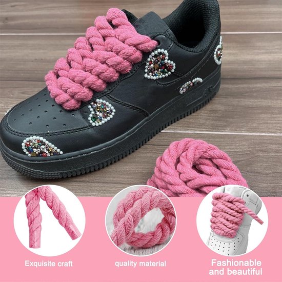 uxcell 2 pairs unisex in 1/5 inch thick round laces for sneakers