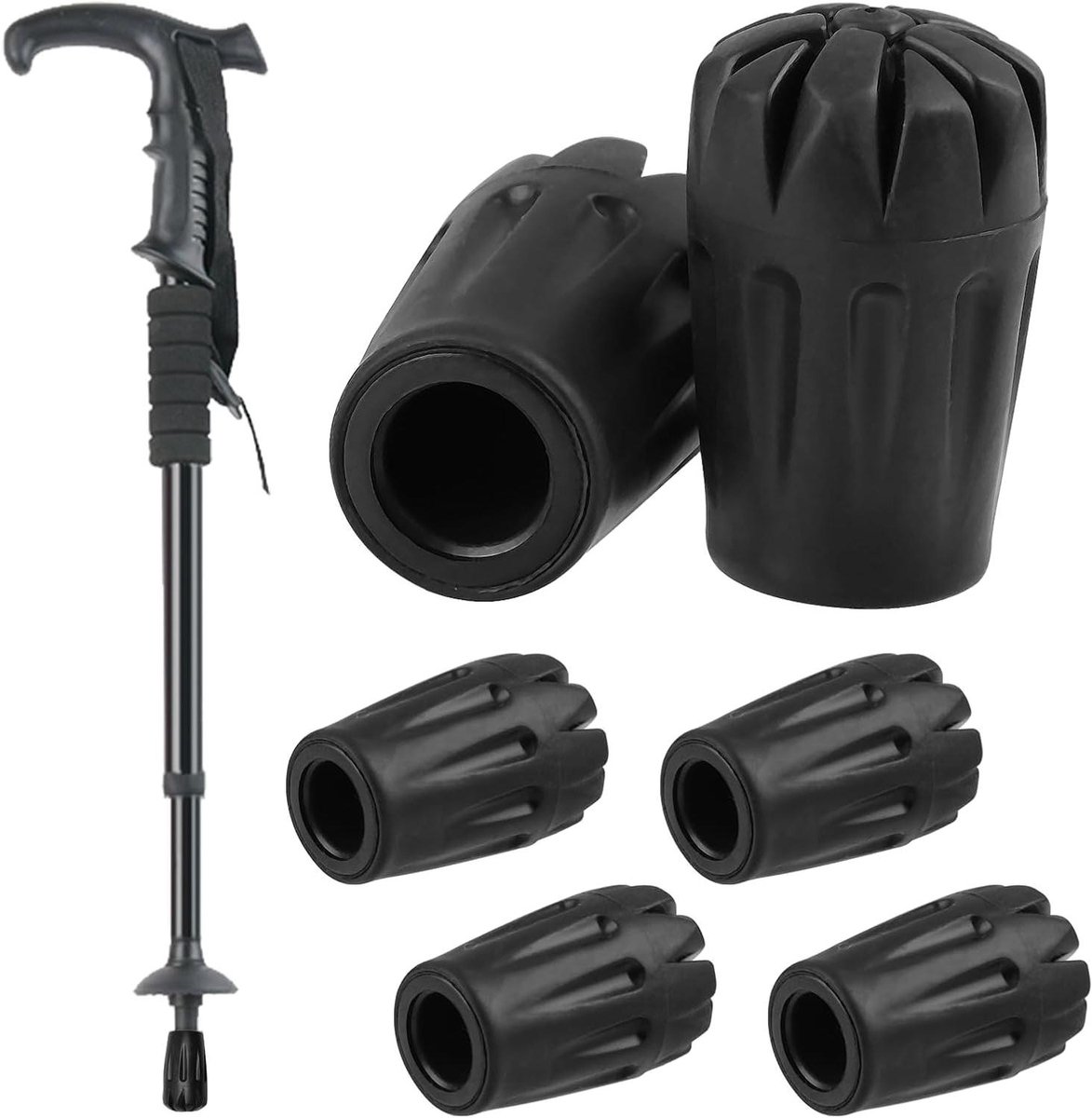 Allecto Plus - Rubberen Tips voor Trekkingstokken - Set van 6 - Beschermers en Vervanging voor Wandelstokken - Geschikt voor Diverse Ondergronden zoals Asfalt, Rotsen en Sneeuw